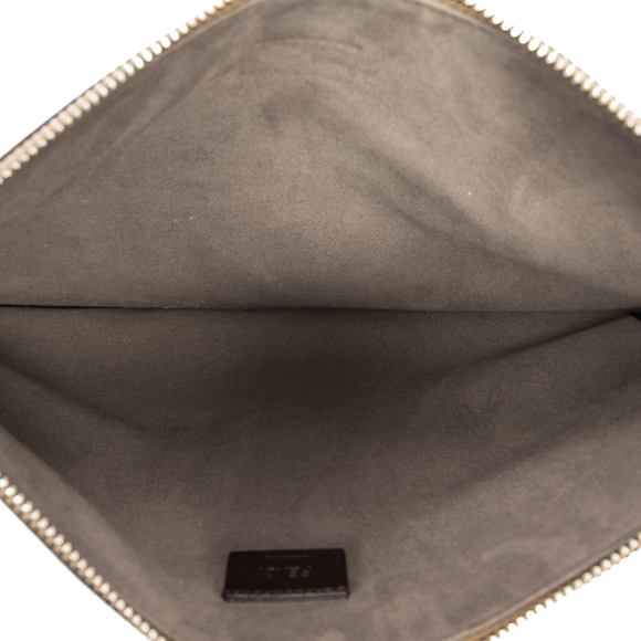 Fendi Zip Clutch Bag in Brown Coffee Print Calfskin Leather - Picture 3 of 3